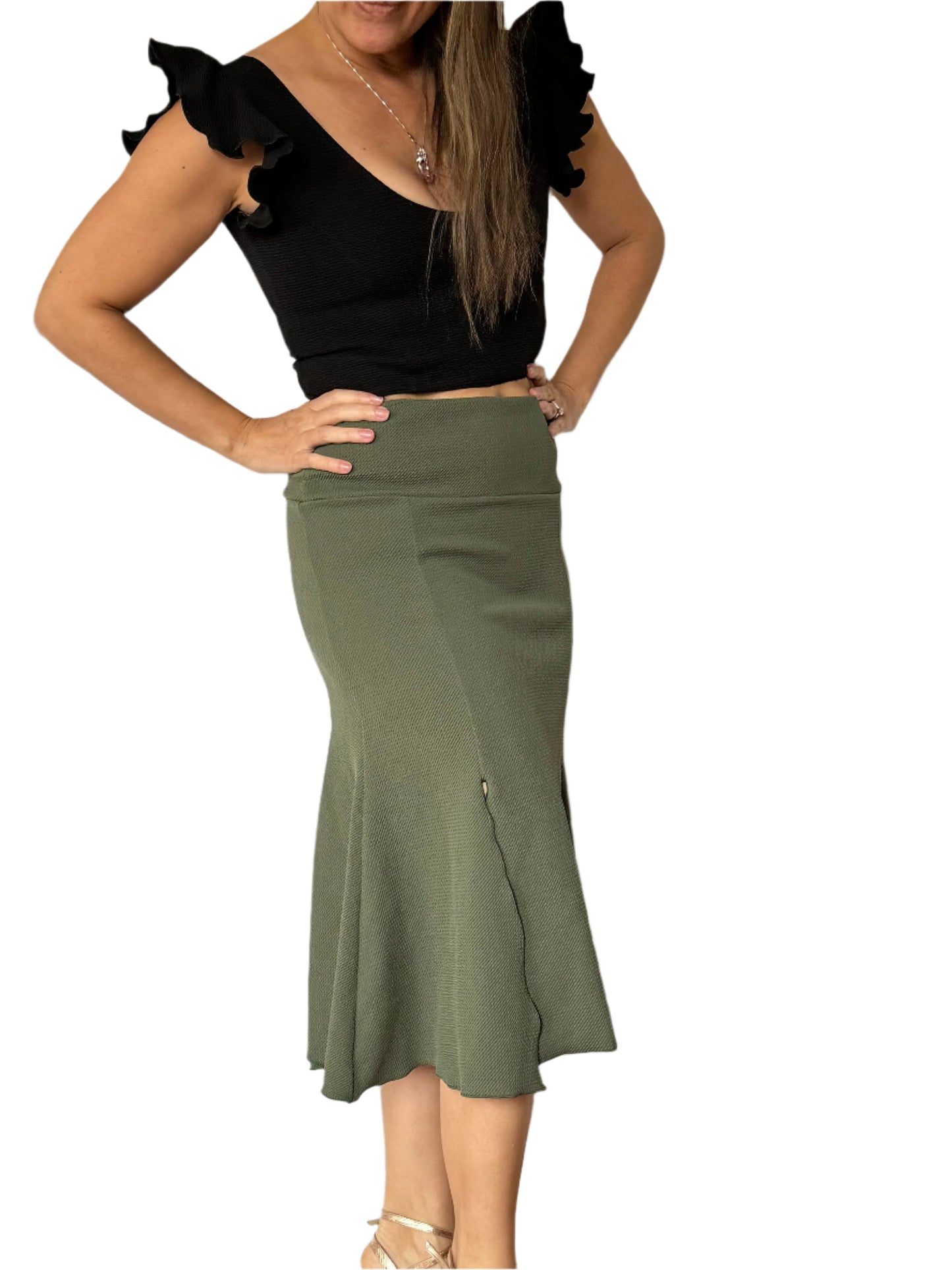 “Seven Segments” Skirt in stretch piqué