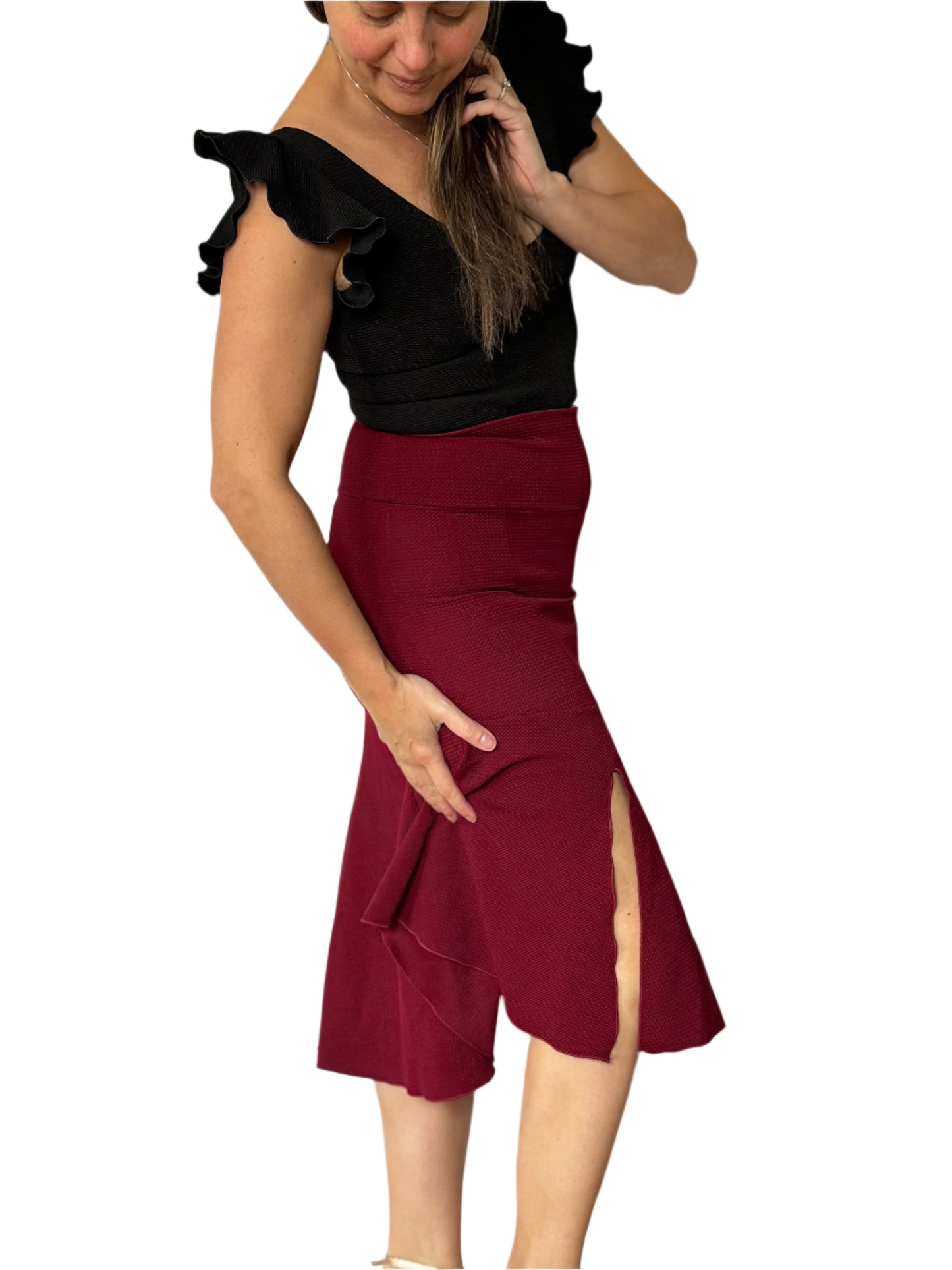 “Seven Segments” Skirt in stretch piqué