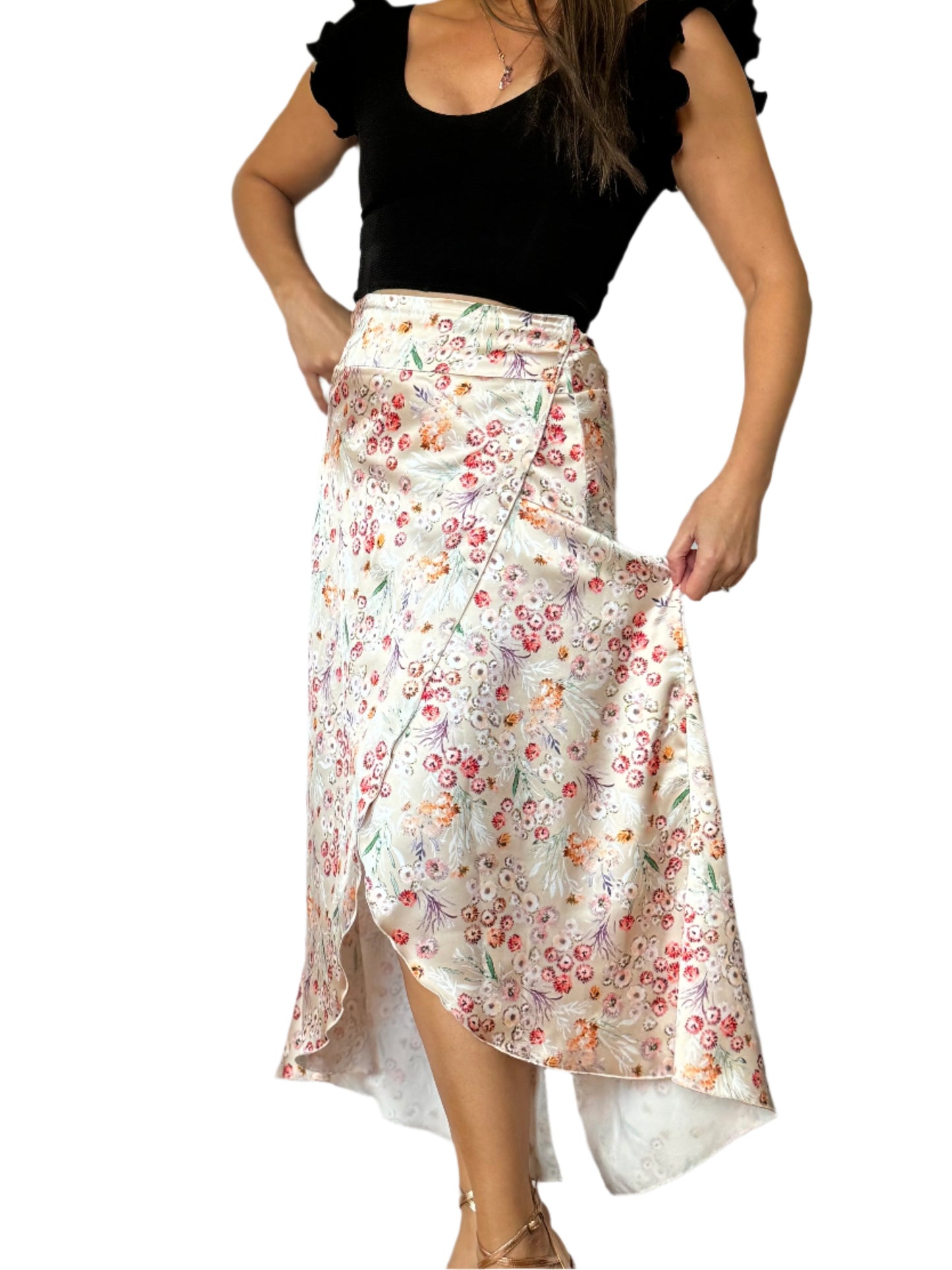 Wrap Skirt in Satin
