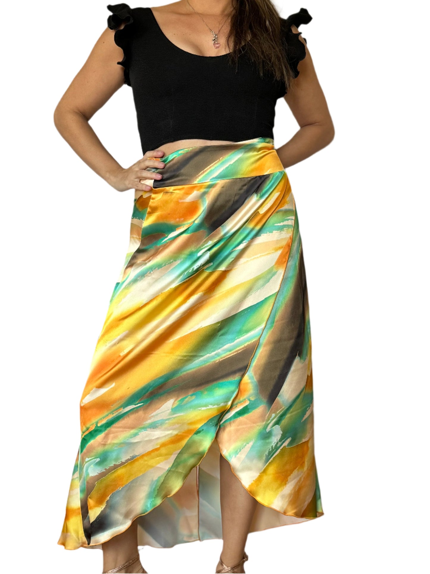 Wrap Skirt in Satin