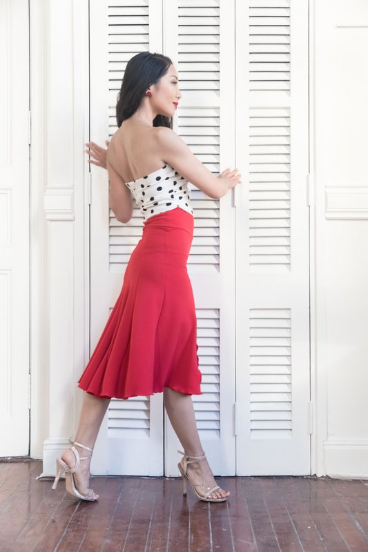 “Seven Segments” Skirt in stretch piqué