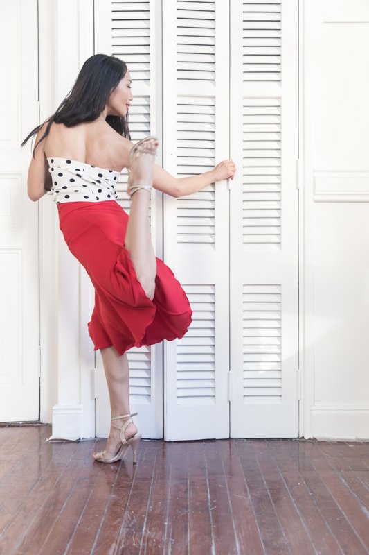 “Seven Segments” Skirt in stretch piqué