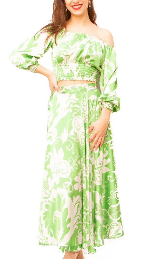 Flare Wrap Maxi in Satin