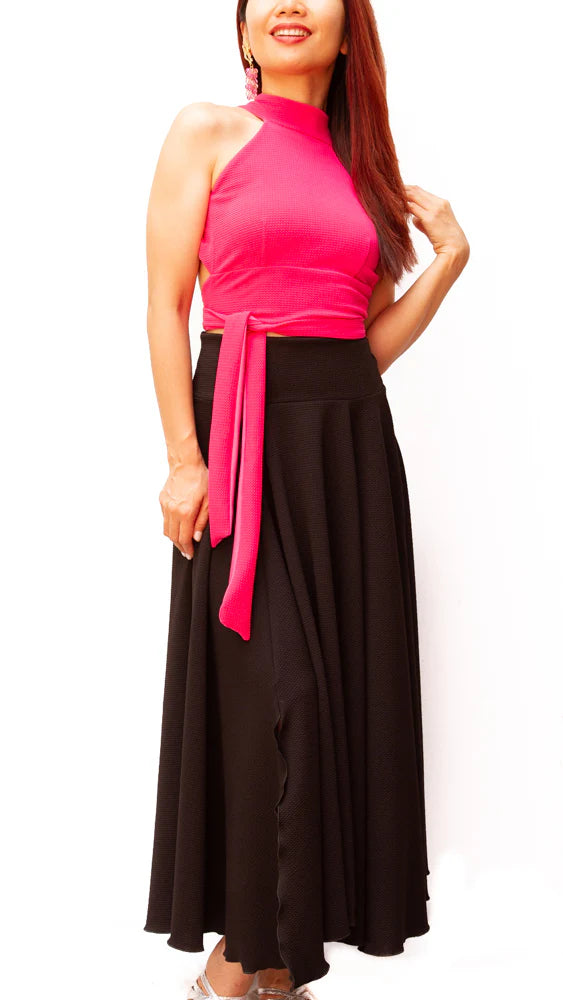 "Daniela" Top in Pique and Cold Silk