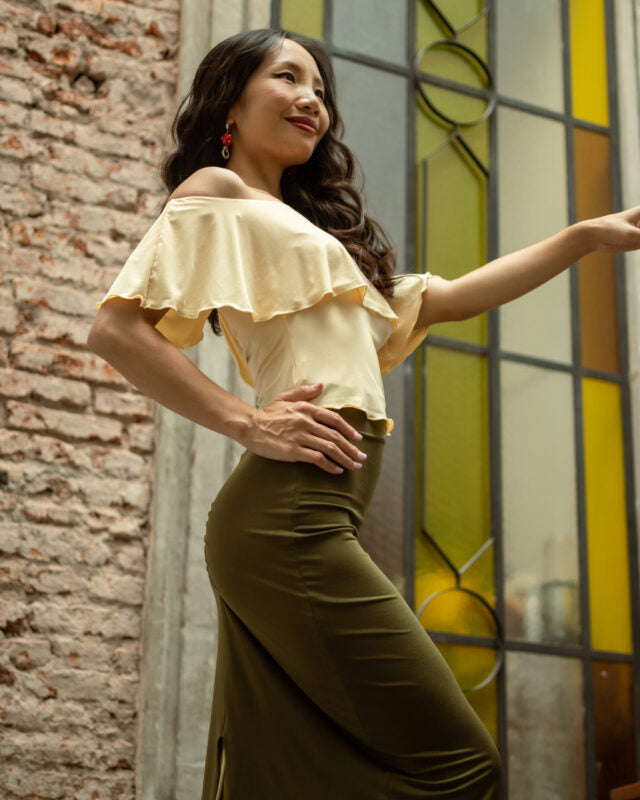 “Tube” reversible skirt in cold silk