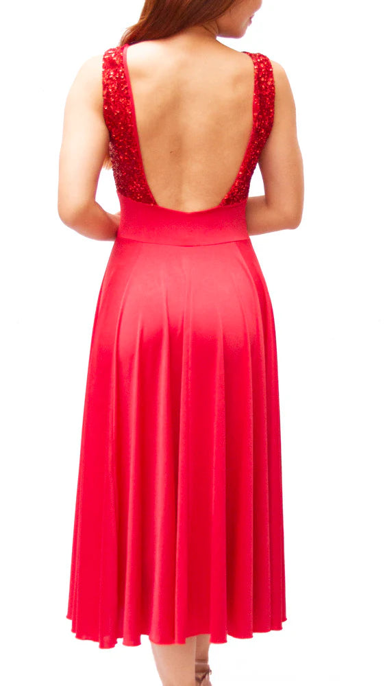 "Estela Midi" Tango dress in Cold Silk with sequin