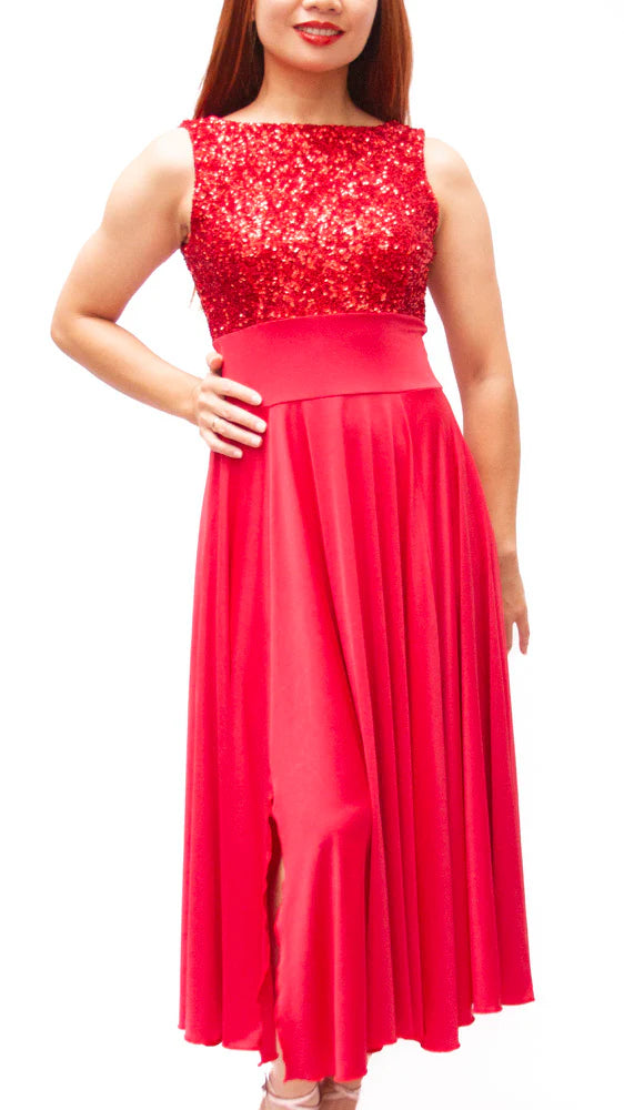 "Estela Midi" Tango dress in Cold Silk with sequin