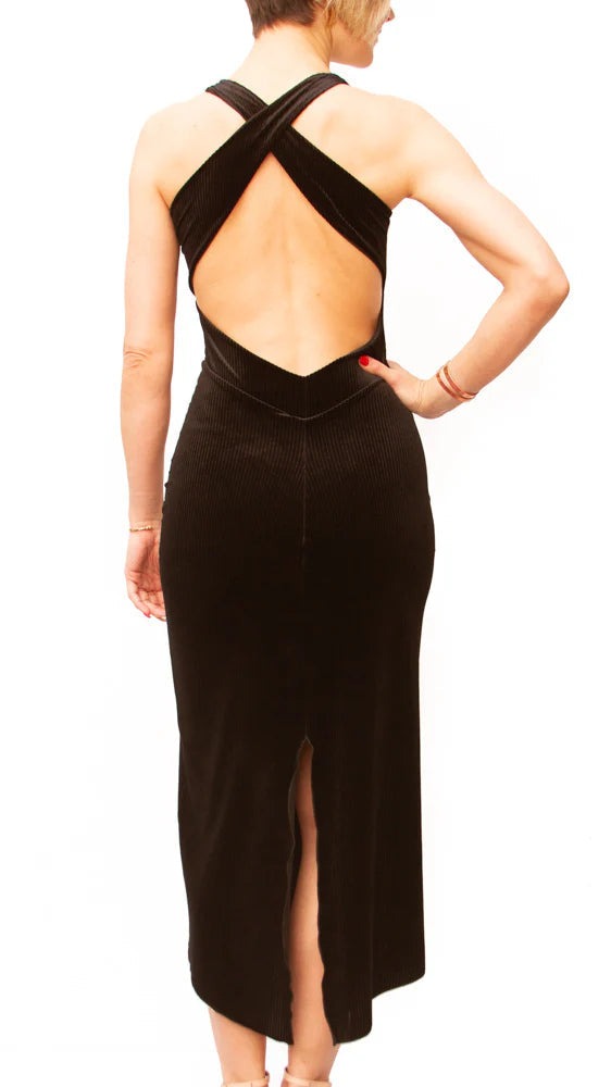 "Noe maxi" Tango Dress in Velvet with body Roxana Vincelli USA