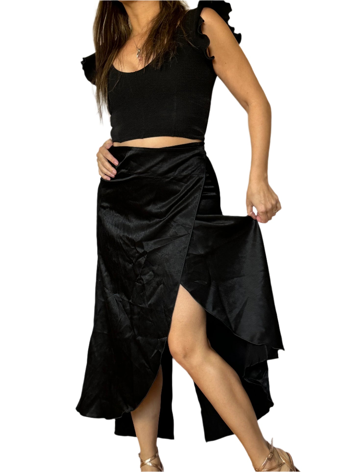 Wrap Skirt in Satin