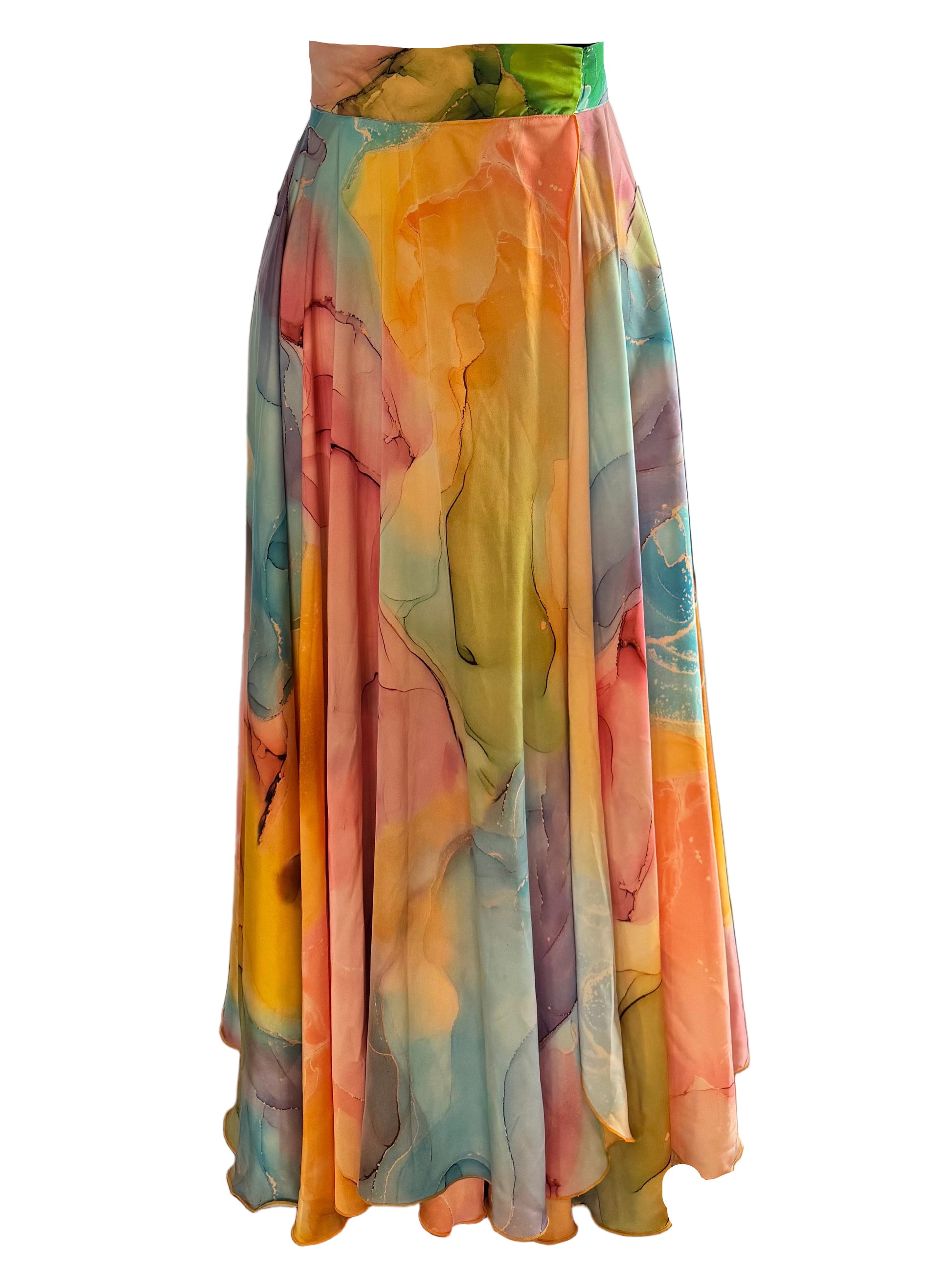 Flare Wrap Maxi Tango skirt in Satin Roxana Vincelli