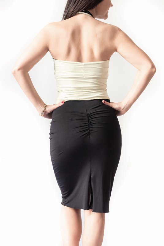 "Neckline Heart" Top in cold silk Reversible