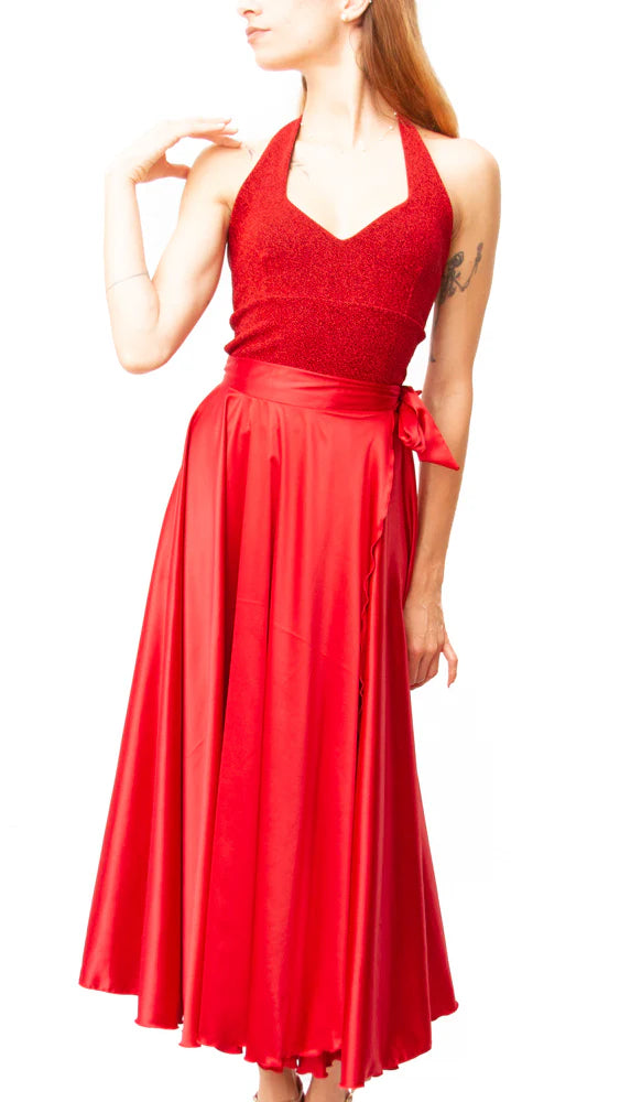 Flare Wrap Maxi Tango skirt in Creppe Roxana Vincelli USA