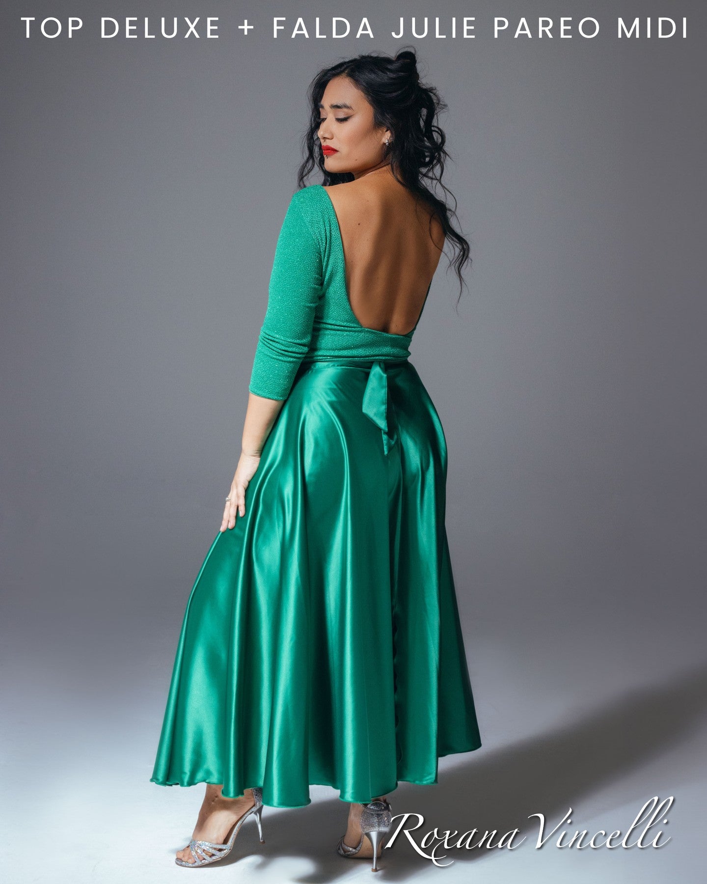 Flare Wrap Maxi Tango skirt in Satin Roxana Vincelli